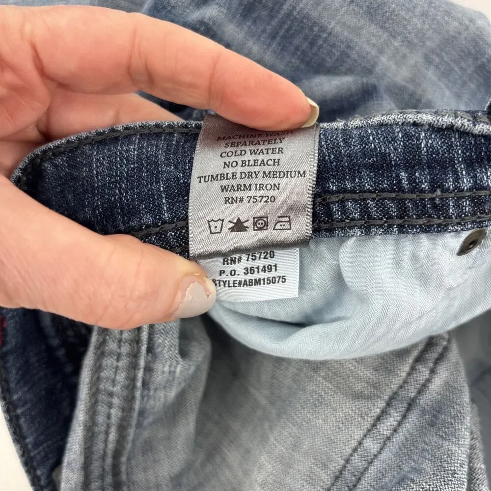 BKE Jeans Mens 32 Jake Straight Leg Blue Denim Stretch Whisker Faded Casual